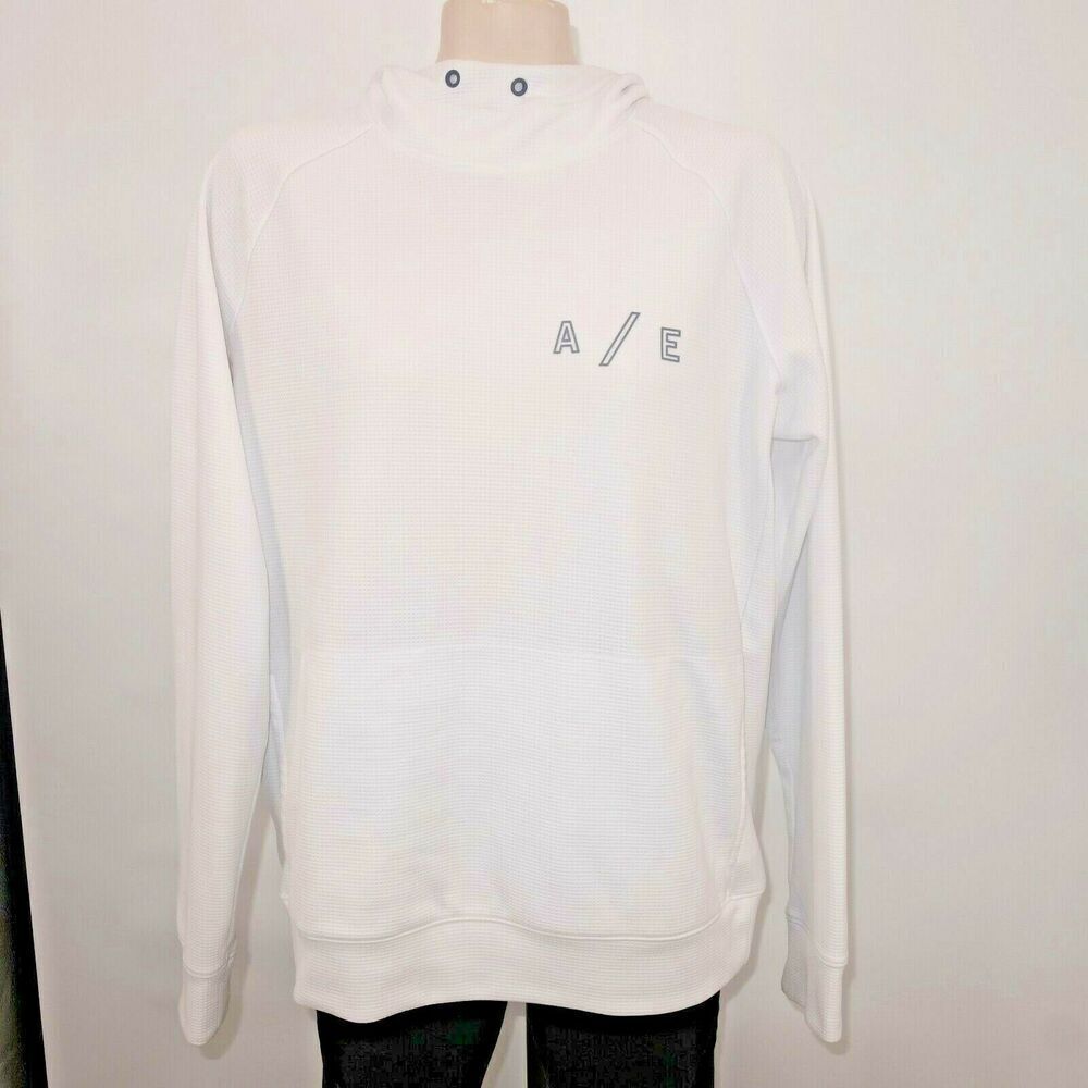 American Eagle AE Active Graphic Waffle Hoodie White Extreme Flex Size Medium